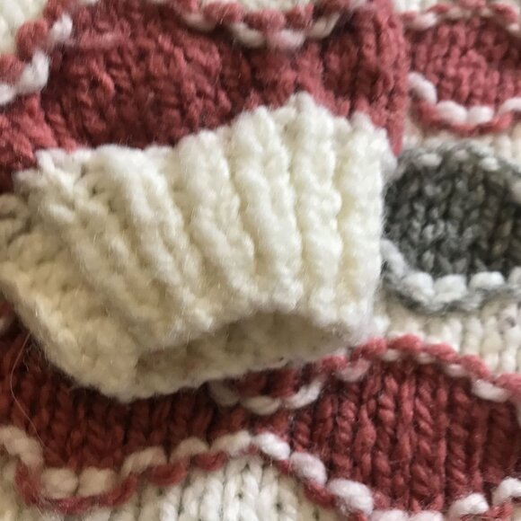 Handmade Kids Button-Up Sweater Whimsical Waves Design Cozy Wool & Acrylic Sm - Picture 9 of 11